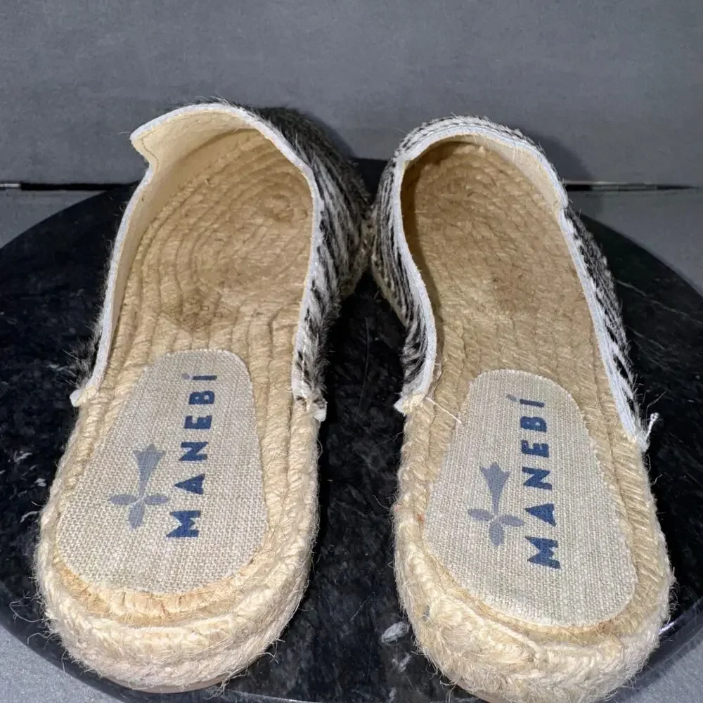 Manebi Zebra Print Calf Hair/Leather Mules Flats Women's Size 37 / 6 US - Picture 4 of 6